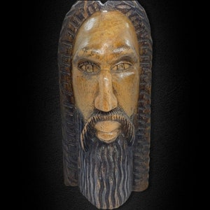 Jamaican ? MCM ? FolkArt Black Man Dreadlock Beard Mustache Tree Trunk Wood bust
