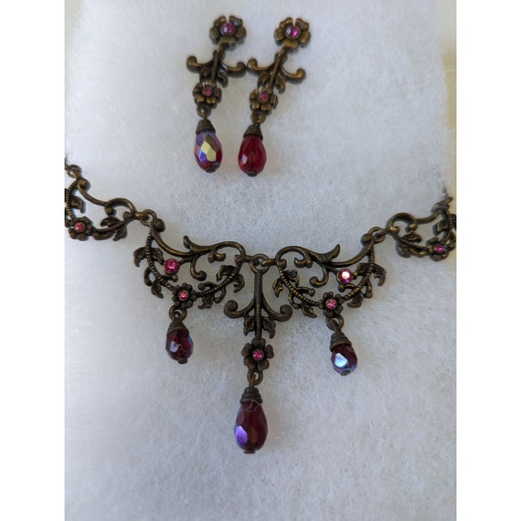 Vtg Avon scrolled necklace & dangle earring set G… - image 5