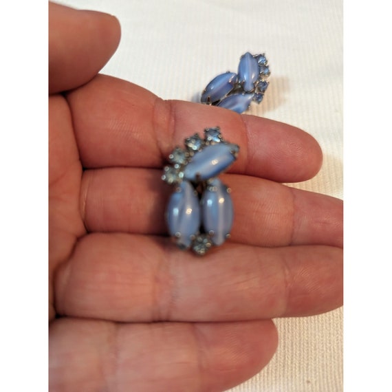 VTG glass bluemoon stone faux diamond clip on ear… - image 2