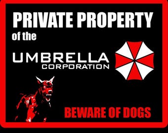 Señal de advertencia de aluminio de Umbrella Resident Evil