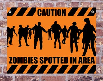 Señal de advertencia de aluminio de Halloween ZOMBIES