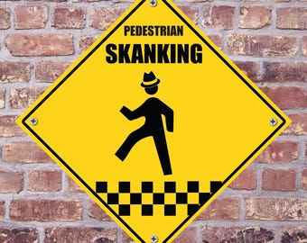 Señal de advertencia de aluminio para peatones que practican Ska Skanking