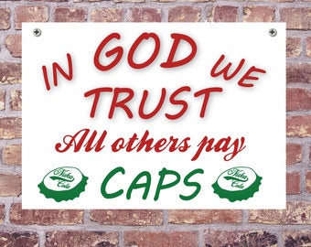 Letrero de advertencia de aluminio con el mensaje FALLOUT CAPS 2