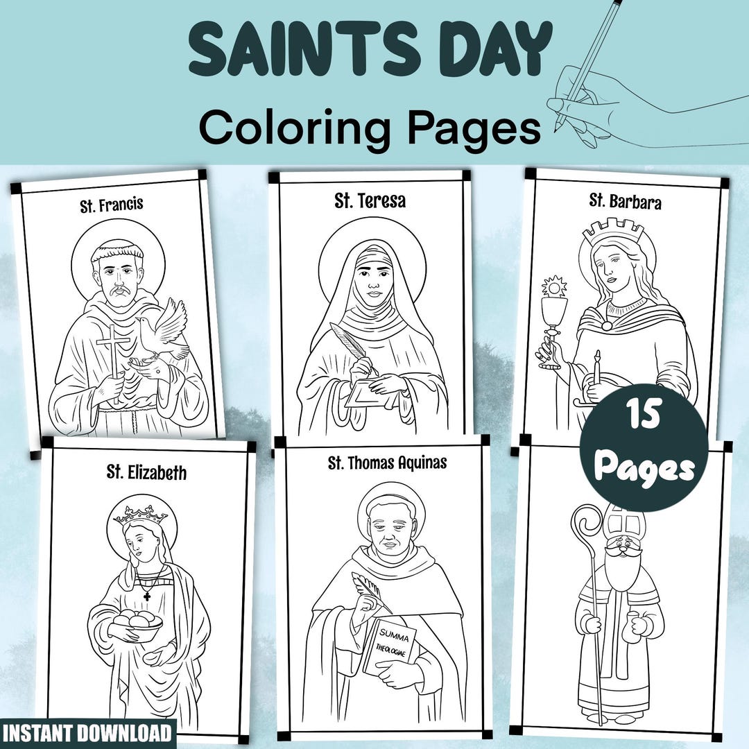 All Saints Day Digital Download, Catholic Saints Coloring Pages ...