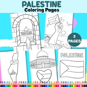 Coloriages Jpeg Palestine imprimables, livre de coloriage numérique Palestine à télécharger, drapeau palestinien à colorier, Gaza dessiné à la main