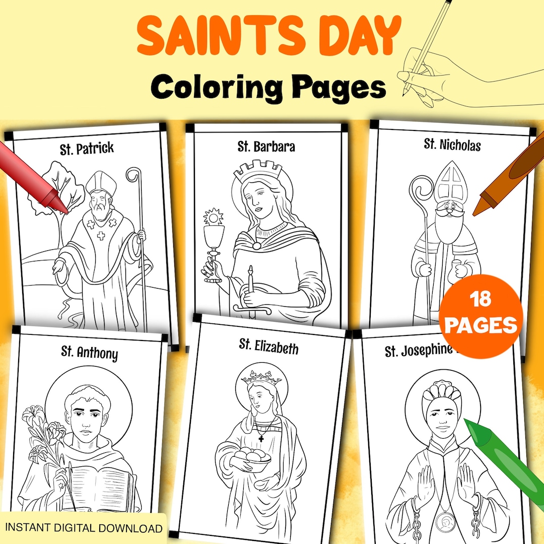 Catholic Saints Coloring Activity, Printable Saints Coloring Pages ...