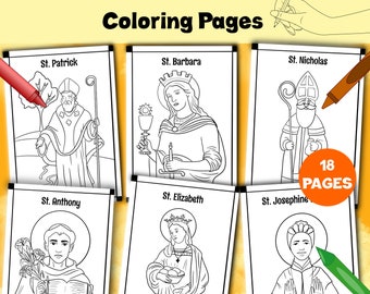 Catholic Saints Coloring Activity, Printable Saints Coloring Pages, Instant Downloadable Catholic Saint Coloring Book, Saints Day Set