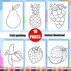 Easy Coloring Pages For Kids, 10 Printable Coloring Pages For Preschoolers, Homeschool Preschool Kindergarten Activities, Fruit Coloring