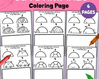 Step By step Drawing Activity, Easy Coloring Page For Kids, Printable Drawing Activity, Basic Art Activity, Jpeg Downloadable Coloring Pages