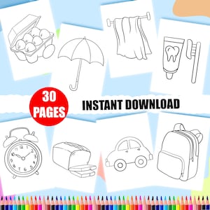 30 Printable Coloring Pages For Kids, Toddlers, Preschool At Home Coloring Page, Doodle Coloring Book,Digital Downloadable Coloring Activity