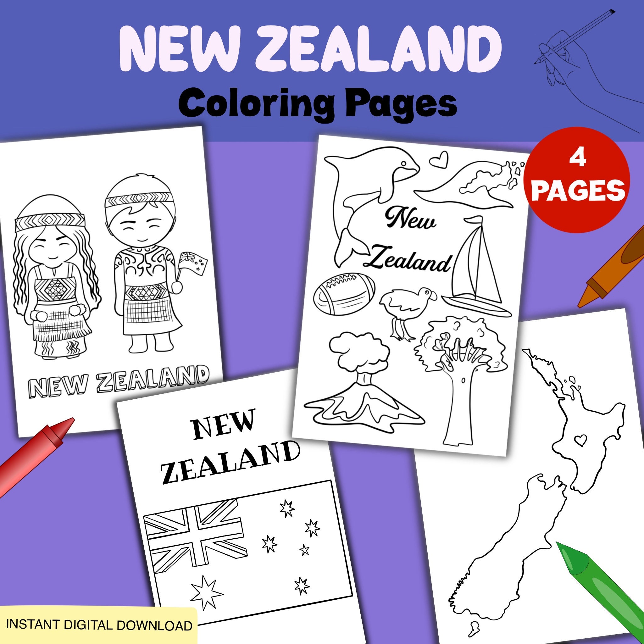 3+ Hundred New Zealand Colouring Book Royalty-Free Images