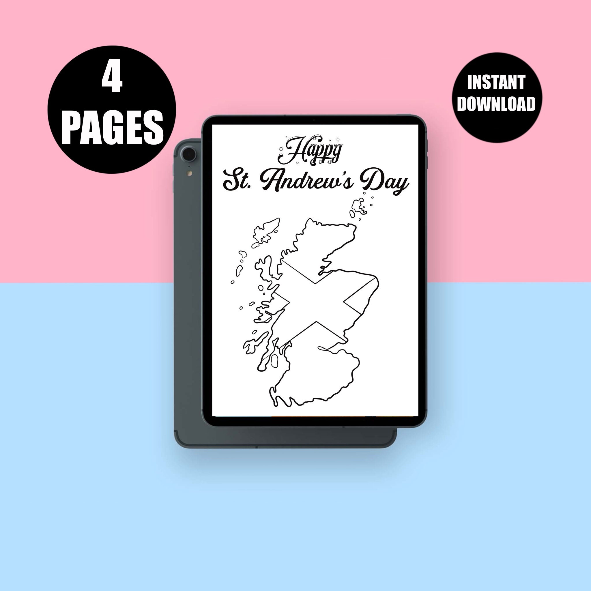 Happy St. Andrews Day, Jpeg Printable Scotland Coloring Pages, Instant ...