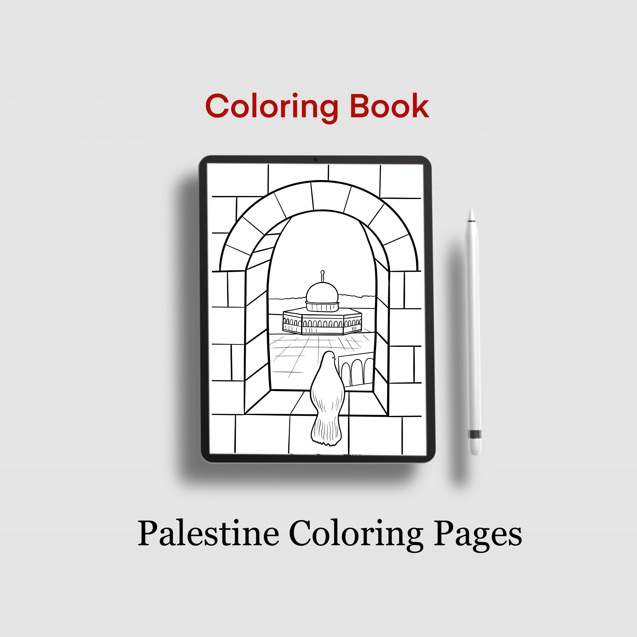 Printable Palestine Jpeg Coloring Pages, Downloadable Digital Palestine