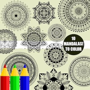 Printable Mandala Adult Coloring Pages, Jpeg Digital Coloring Book, Mandala Pattern Digital Page, Floral Mandala Art, Hand Drawn Mandala