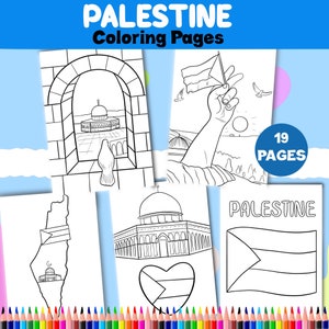 Free Palestine Coloring Pages Download, Palestinian Flag Coloring Book, Islamic Art Digital Image, Jpeg Coloring For Kids In Palestine Gaza