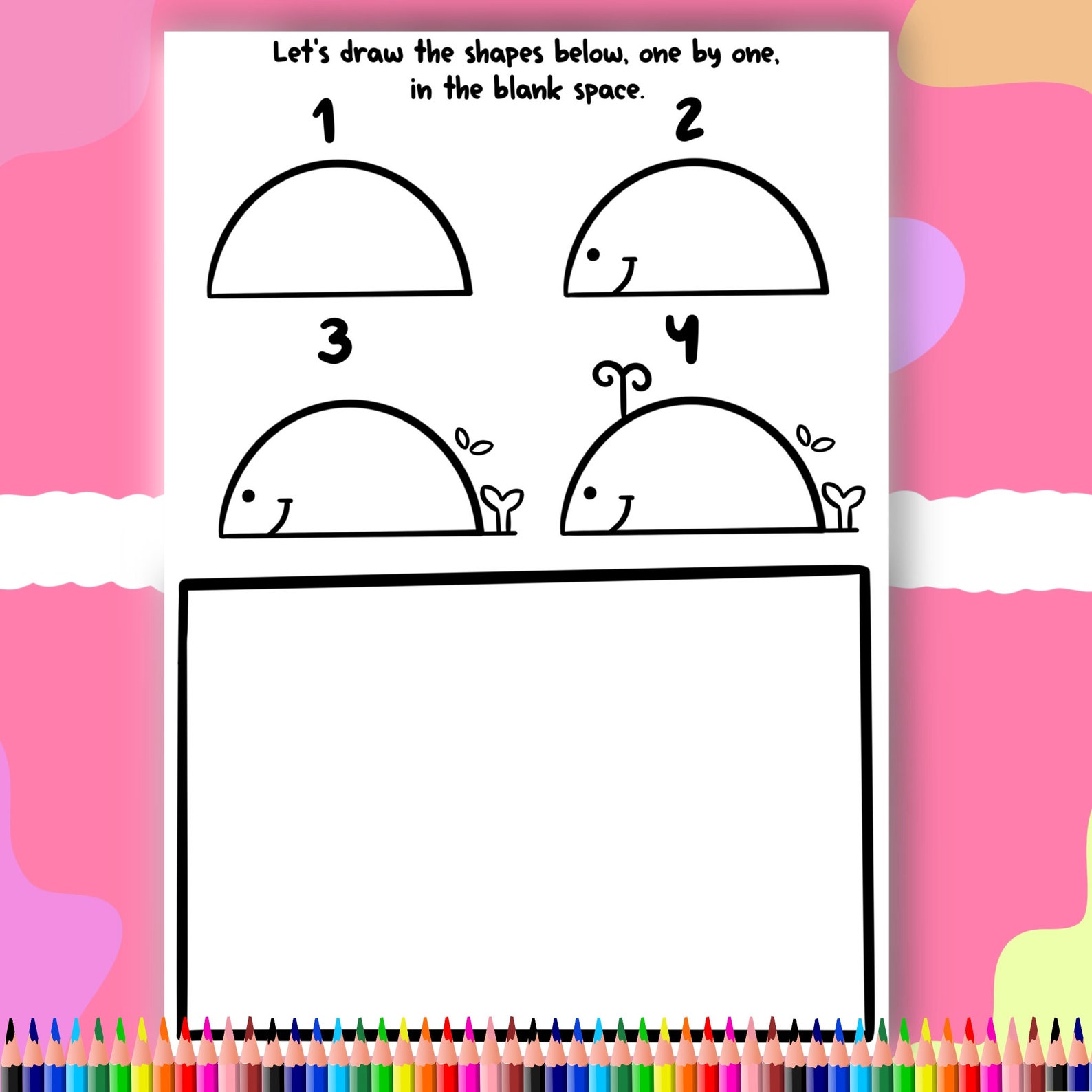 Step by Step Drawing Activity, Easy Coloring Page for Kids, Printable