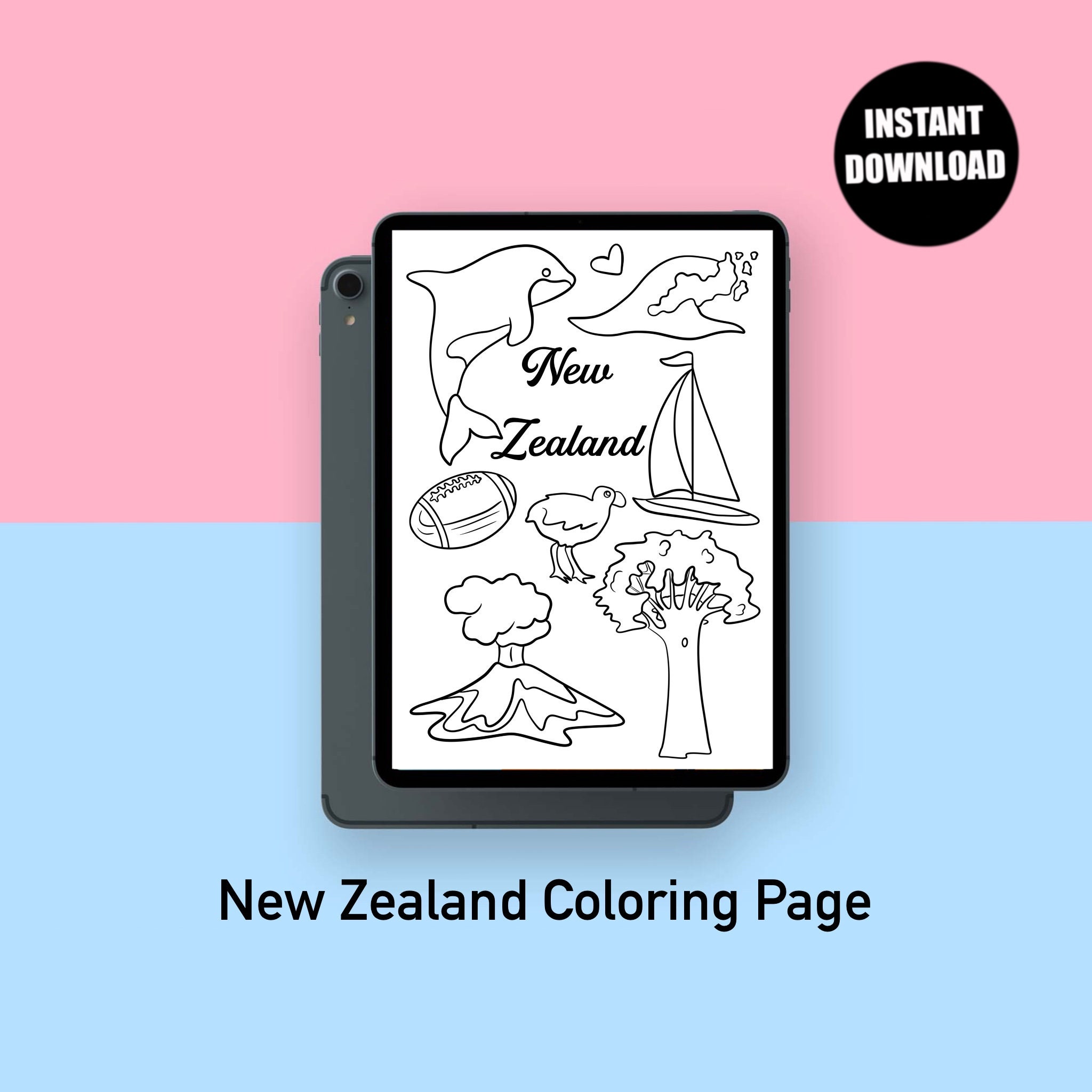 New Zealand Coloring Page for Kids by LailaBee | TPT