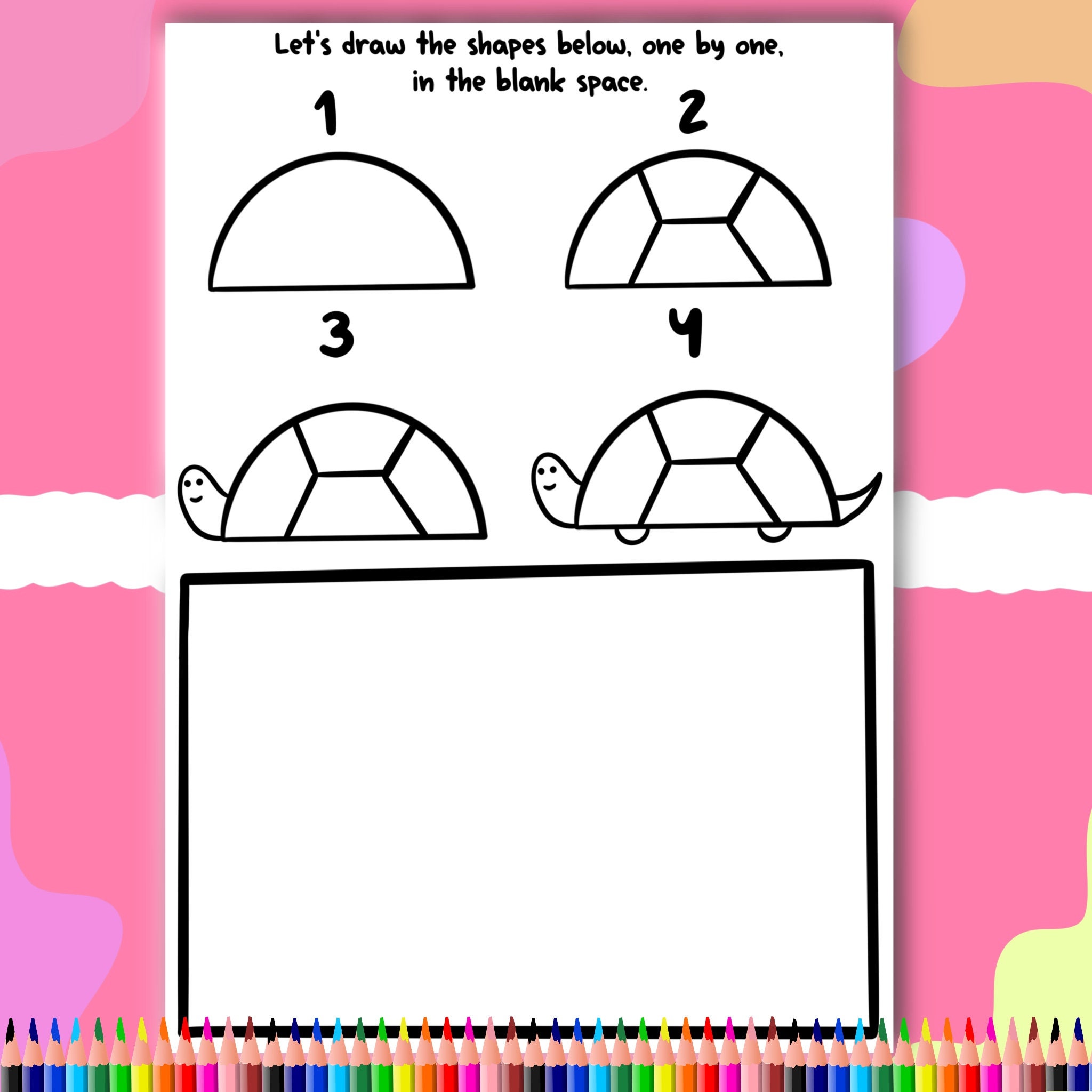 Step by Step Drawing Activity, Easy Coloring Page for Kids, Printable