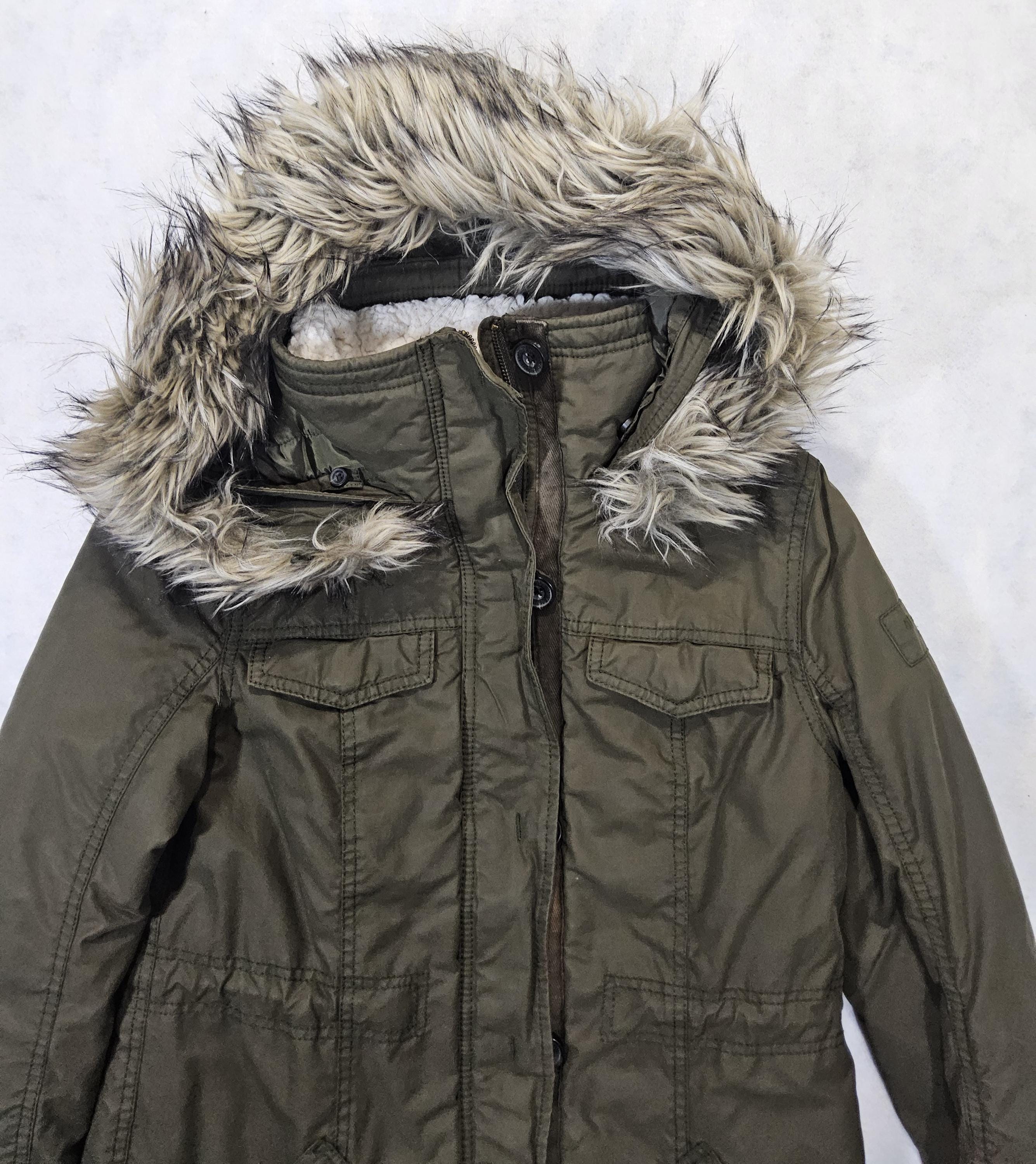 Abercrombie & Fitch Coat Womens S Sherpa Green Jacket Fur Vtg Y2K