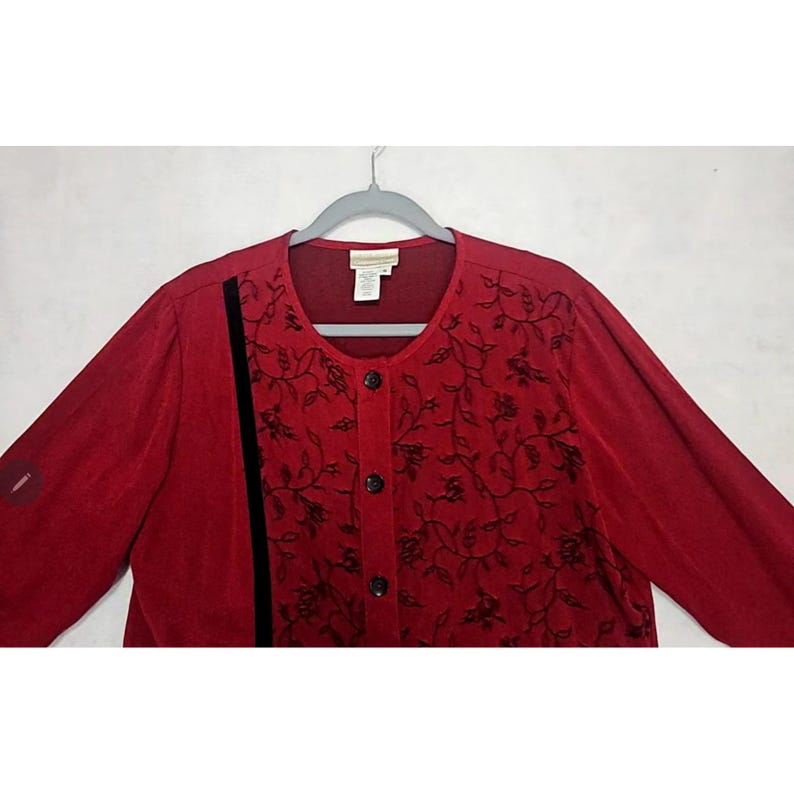 Coldwater Creek Dress Jacket M 10 8 Floral Tencel Teacher Embroidered Maxi Vtg image 12