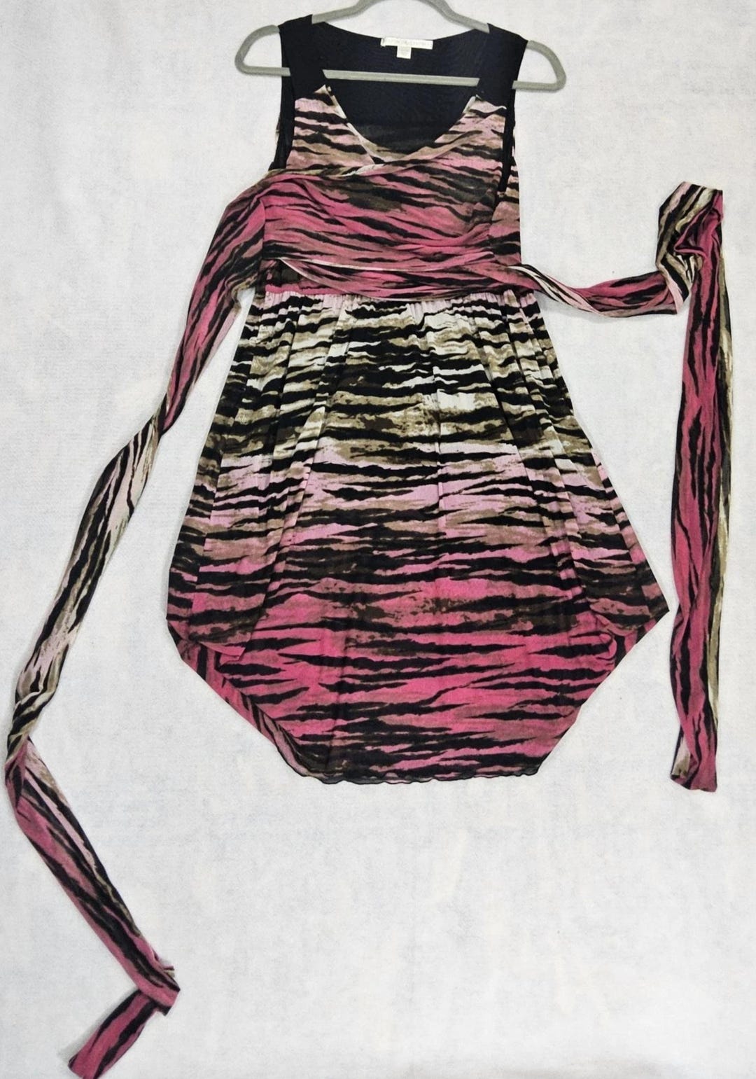 Boston Proper Dress Sz M 8 10 Hot Pink Black Wrap Flowy Sheer Mesh Tiger  Print 9 - Etsy