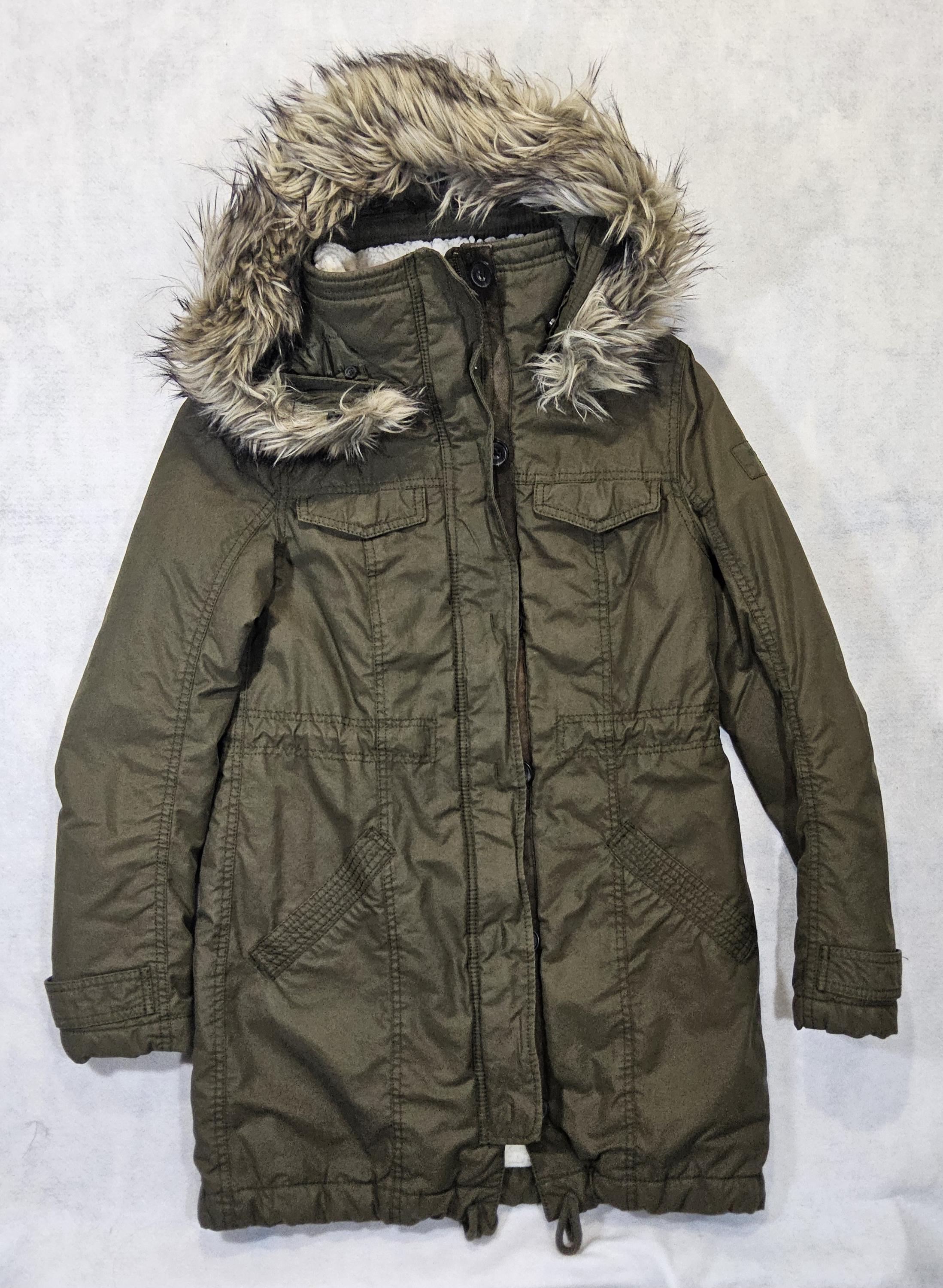 Abercrombie & Fitch Coat Womens S Sherpa Green Jacket Fur Vtg Y2K