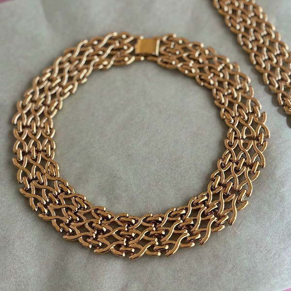 Napier 1989 Legends Collection Gold-Plated Curved X Necklace and Bracelet