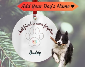 Metal Christmas ornament, memorial dog ornament, personalized pet memorial, dog ornament personalized memorial, customized memorial gift