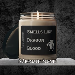 Smells like dragon blood, Dragon candle, Bookish gift, Candle funny saying, Non toxiccandels, Soy candle gift, Dragon blood candle, Vegan