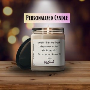 Smells like personalized candle, Best stepmom ever, Second mother gift, Customized mothers day candle, Bonus mom gift, Stepmom gift, Soy wax