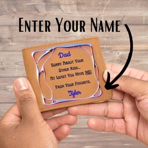 Customized Funny Leather Wallet, Gift For Dad, Birthday gift, Father's Day Gift, Christmas Gift, Sarcastic Quote For Him, Favorite Child