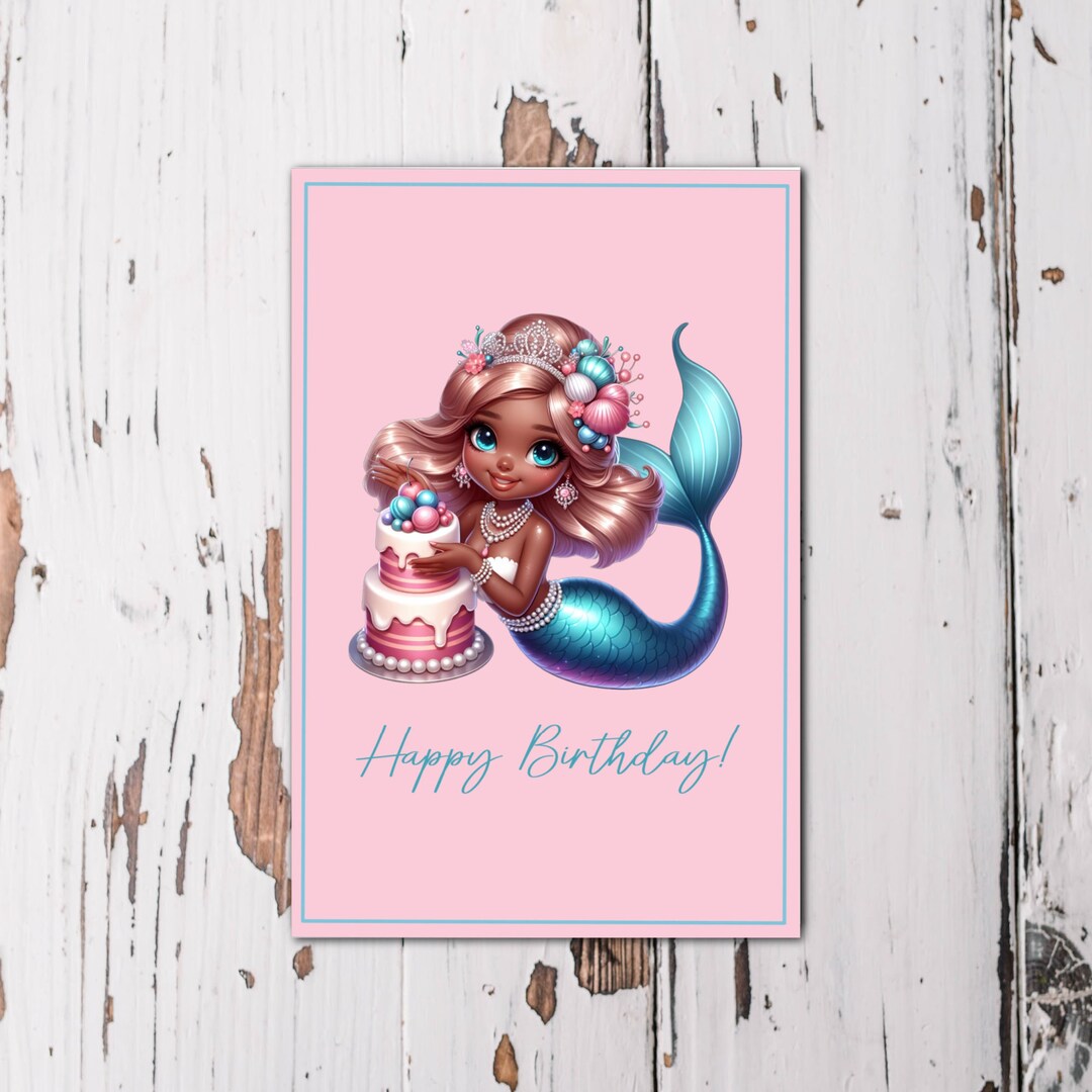 Mermaid Birthday Printable Card, Birthday Printable Card, Mermaid ...