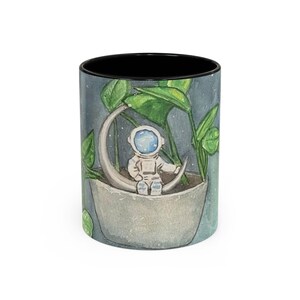Astronaut in Plant Pot Mug | Space Watercolor Coffee Mug