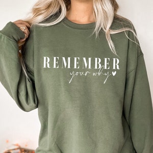 Motivational Women&#39;s Sweatshirt: Remember Why, Positive Quote