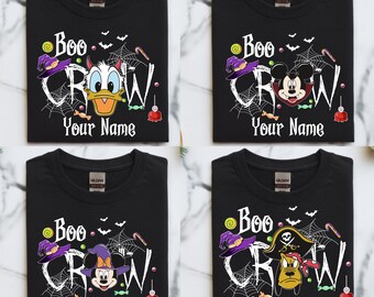 Disney Halloween T-Shirt, Mickey & Friends Boo Crew, Custom Name