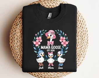 Mama Goose Est 2026 Shirt, Personalized Family Goose T-Shirt