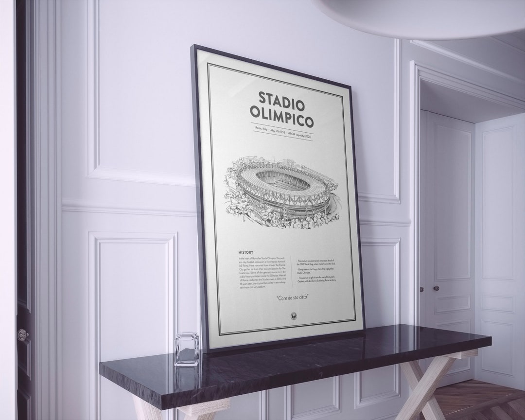 Stadio Olimpico Stadion Poster AS Roma SS Lazio Stadion Druck Vintage ...