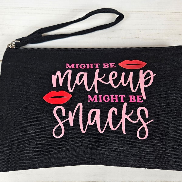 Makeup bag/ wristlet wallet pink and black with fun and stylish saying