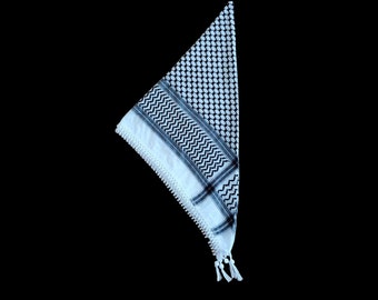 Palestinian Keffiyeh 100% Cotton Authentic Palestine Shemagh Kuffiya Houndstooth Arafat Style Scarf with Tassels
