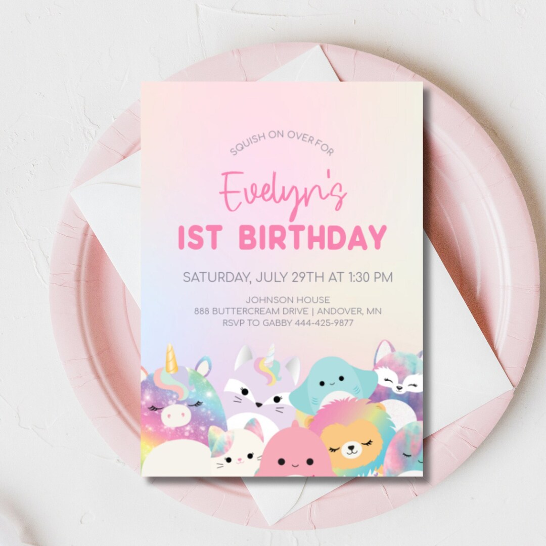 Editable Squishmallow Invitation, Squishmallow Birthday, Instant ...