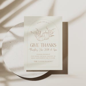 Editable Thanksgiving Invitation, Instant Download, Modern Fall Thanksgiving Invite, Sketched Pumpkin Thanksgiving Invite, Printable Invite