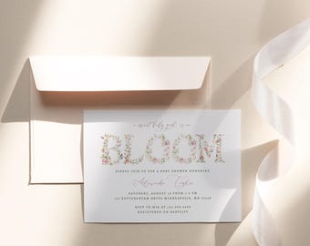 Editable Baby in Bloom Invitation Wildflower Baby Shower Instant Download Floral Baby Shower Wildflower Shower Invite