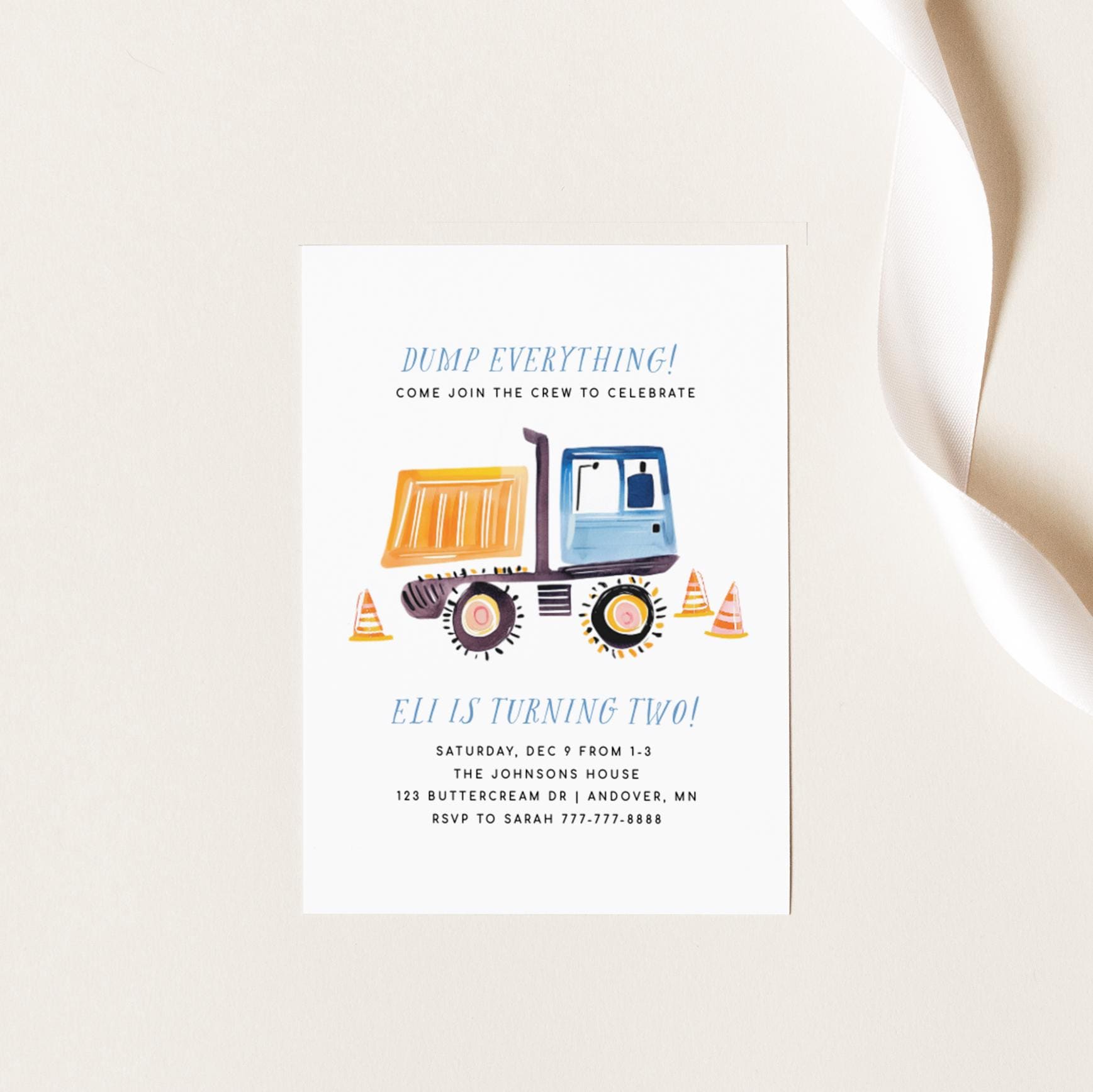 Editable Dump Truck Birthday Invitation Dump Everything Birthday ...