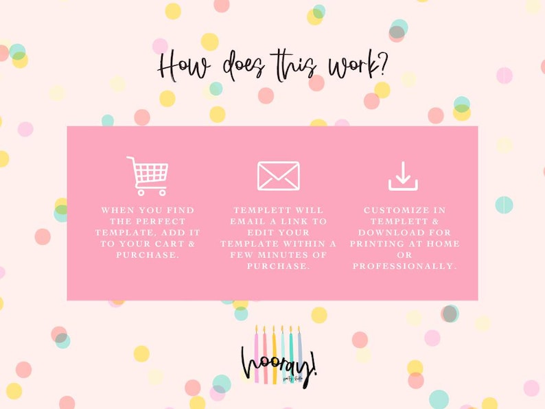 The image is a pink box with text and icons, providing information about a service or product.