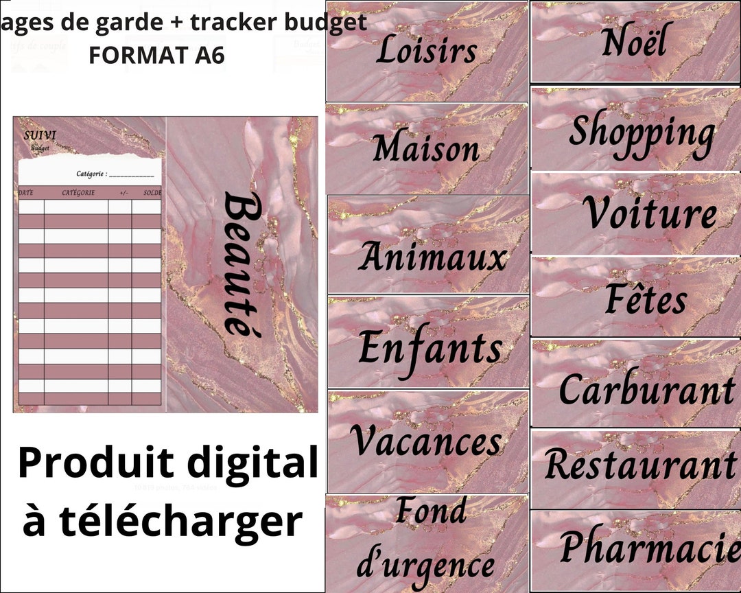 14 Pages De Garde Tracker Pour Carnet Budget A6 IMPRIMER - Etsy Australia