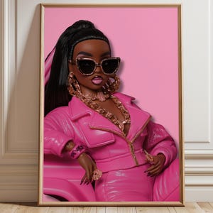 Pink barb poster | pink aesthetic | dorm art | retro doll | Digital download | girly art | trendy wall art | fashion art print | Dorm Pink