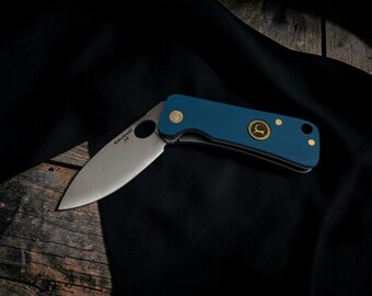 Taschenmesser Klappmesser - Handgefertigt, Edelstahl - Blau Kleines Messer