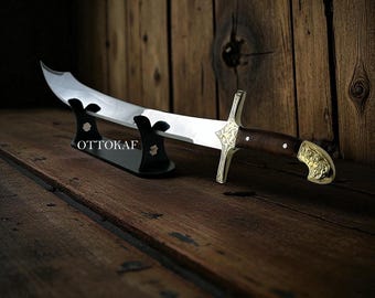 Handmade Turkish Sword: Walnut Handle, Brass Details, Ottoman Style