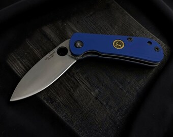 Taschenmesser Klappmesser - Handgefertigt, Edelstahl - Blau Minimesser