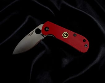 Taschenmesser Klappmesser - Handgefertigt, Edelstahl - Rotes Minimesser
